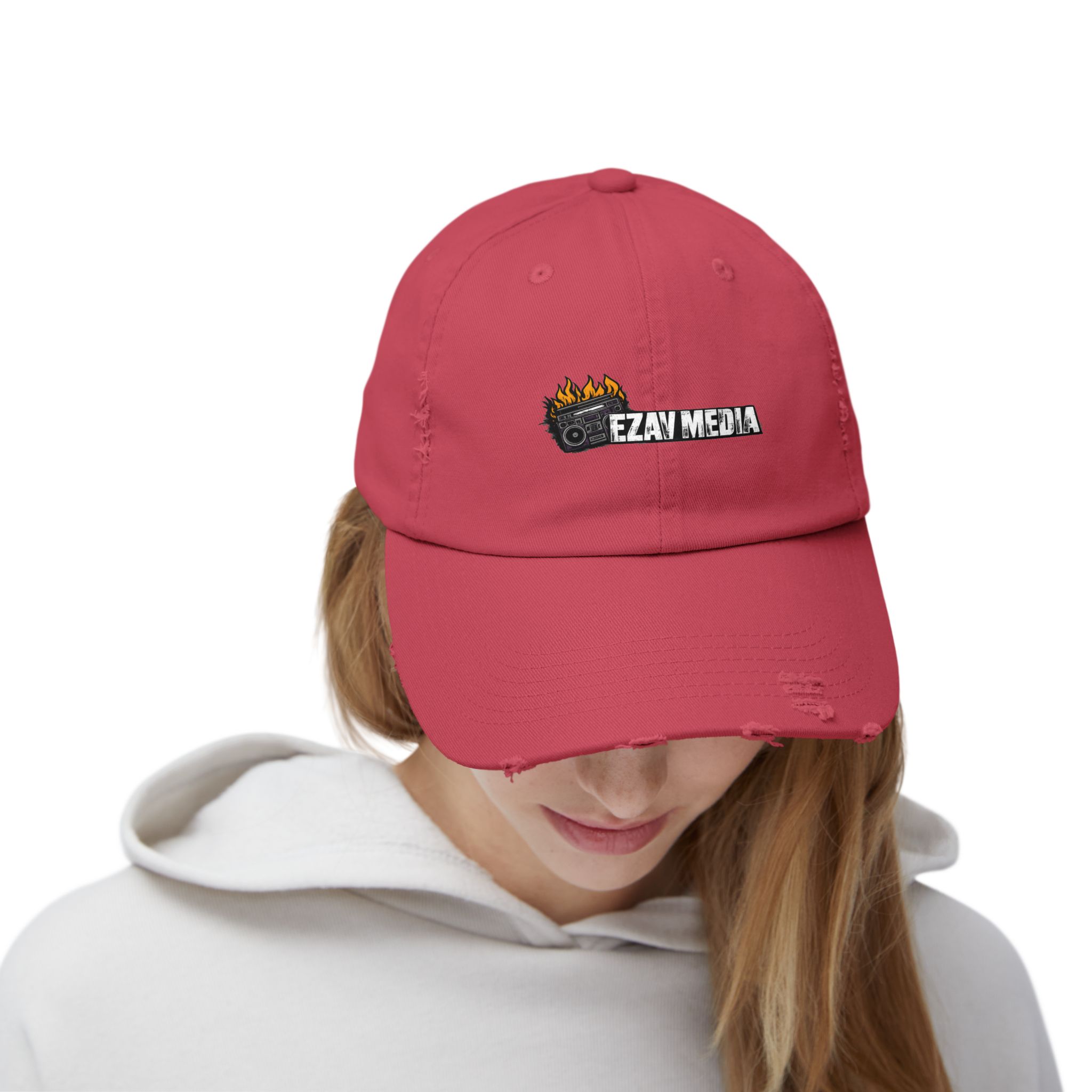Distressed Cap EZAV MEDIA Embroidered Hat - Image 33